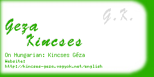 geza kincses business card